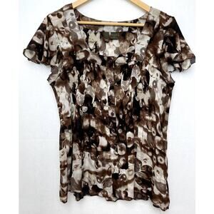 Sere Nade New York Womens Ruched Short Sleeve Blouse XLarge
